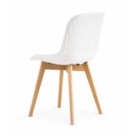 Plastic Dining Chair with Wooden Legs Set Of 2 – White - Image 3