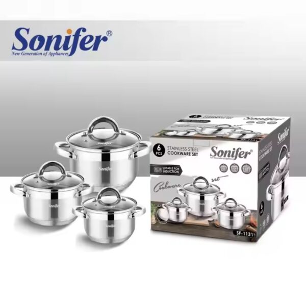 Stainless Steel And Glass Casserole Pot Set (6-in-1)