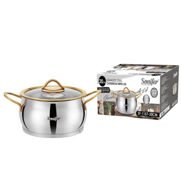Sonifer Stainless Steel Casserole W/Lid(20cm) – 3.6L