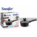 Sonifer SF-Granite Non-Stick Sauce Pan with Lid – 16cm, 1.4L – Black