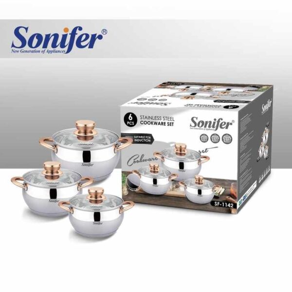 Sonifer 6pcs Stainless Steel Cookware Set