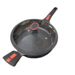Frying Pan With Lid  30cm - Black With Red  - Image 2