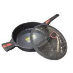 Frying Pan With Lid  30cm - Black With Red  - Image 3