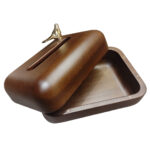 Wooden Tissue Box with Magnetic Closure & Decorative Bird Accent – Dark Brown - Image 2