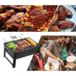 Portable BBQ Grill with Foldable Stand - Black - Image 5