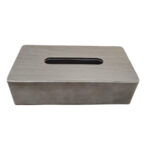 Rectangular Leather Tissue Box Cover - Grey - Image 2