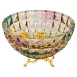 Multi-Color Cut Glass Bowl with Gold Accent - Image 2