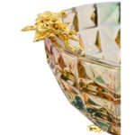 Multi-Color Cut Glass Bowl with Gold Accent - Image 3
