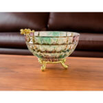 Multi-Color Cut Glass Bowl with Gold Accent - Image 4