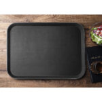 Non Slip Rectangular Serving Tray 65.5 cm - Black - Image 4
