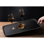 Non Slip Rectangular Serving Tray 65.5 cm - Black - Image 5