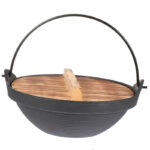 Cast Iron Wok With Wooden Cover 19.5 cm - Black - Image 3