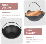 Cast Iron Wok With Wooden Cover 19.5 cm - Black - Image 6