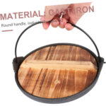 Cast Iron Wok With Wooden Cover 19.5 cm - Black - Image 2