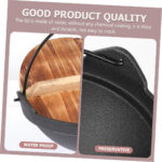 Cast Iron Wok With Wooden Cover 19.5 cm - Black - Image 4