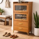 Mid-Century Style Wooden Storage Cabinet With Drawers - Brown - Image 3