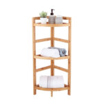 3-Tier Wooden Bamboo Corner Bathroom Shelf – Bamboo - Image 2