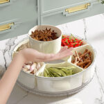 Rotating Dry Fruit Tray With Lid Off White - Image 3