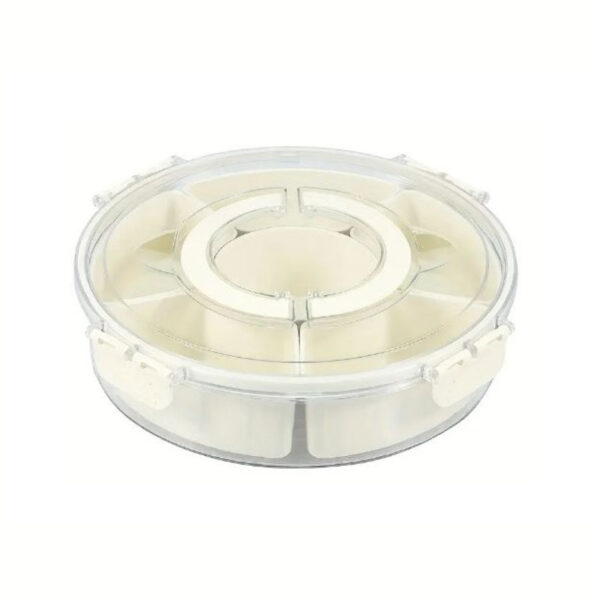 Rotating Dry Fruit Tray With Lid Off White