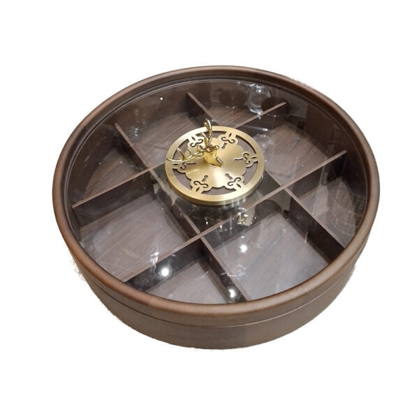 Rotating Wooden Dry Fruit Tray 38 cm – Brown