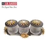 Decorative Storage Jars Set  3 Pc - Black Gold Edition