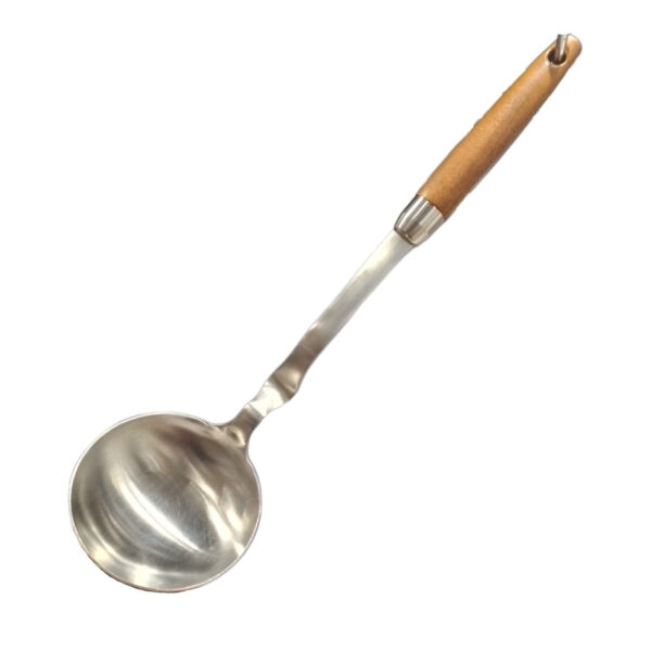 Wooden Cooking And Serving Spoon Stainless Steel Matte Finish
