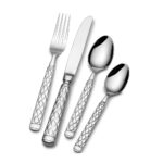 24 Pc Cutlery Set Checkered Pattren -  Stainless Steel