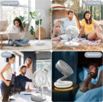 Portable Rechargeable Fan with Telescopic Stand - White  - Image 2