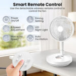 Portable Rechargeable Fan with Telescopic Stand - White  - Image 3