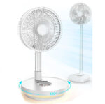 Portable Rechargeable Fan with Telescopic Stand - White 