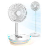 Portable Rechargeable Fan with Telescopic Stand - White 