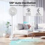 Portable Rechargeable Fan with Telescopic Stand - White  - Image 4