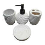 4 Pc Ceramic Bathroom Accessory Set – White