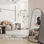 Wall Mounted Full Length Mirror With Stand  37*147 CM - Black - Image 5