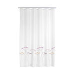 Shower Curtain Flora Leaf Design 180 x 200 cm – White with Grey