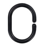 Shower Curtain Rings C Shape Heavy Duty Plastic – Black