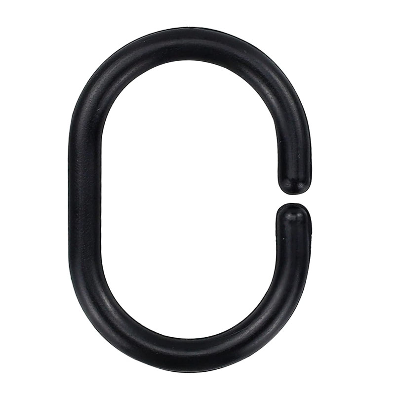 rdr 372 (2) Shower Curtain Rings C Shape Heavy Duty Plastic – Black - Image 1