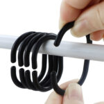 Shower Curtain Rings C Shape Heavy Duty Plastic – Black - Image 2