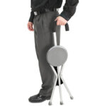 Foldable Support Cane with Seat - Grey - Image 3