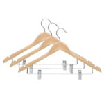 Hangers with Metal Clip Set of 3 - Wood