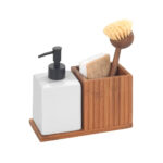 Dish Liquid Dispenser With Utensil Holder Mera Smoked Bamboo - Image 2