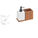 Dish Liquid Dispenser With Utensil Holder Mera Smoked Bamboo - Image 3