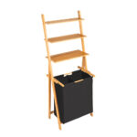 Ladder Shelf With Laundry Bin Ecori Black Bamboo