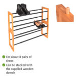 Shoe Rack Ecori Extandable Black Bamboo - Image 4