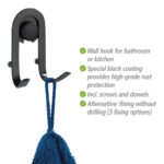 Wall hook 2 pc Classic Plus black - Image 4