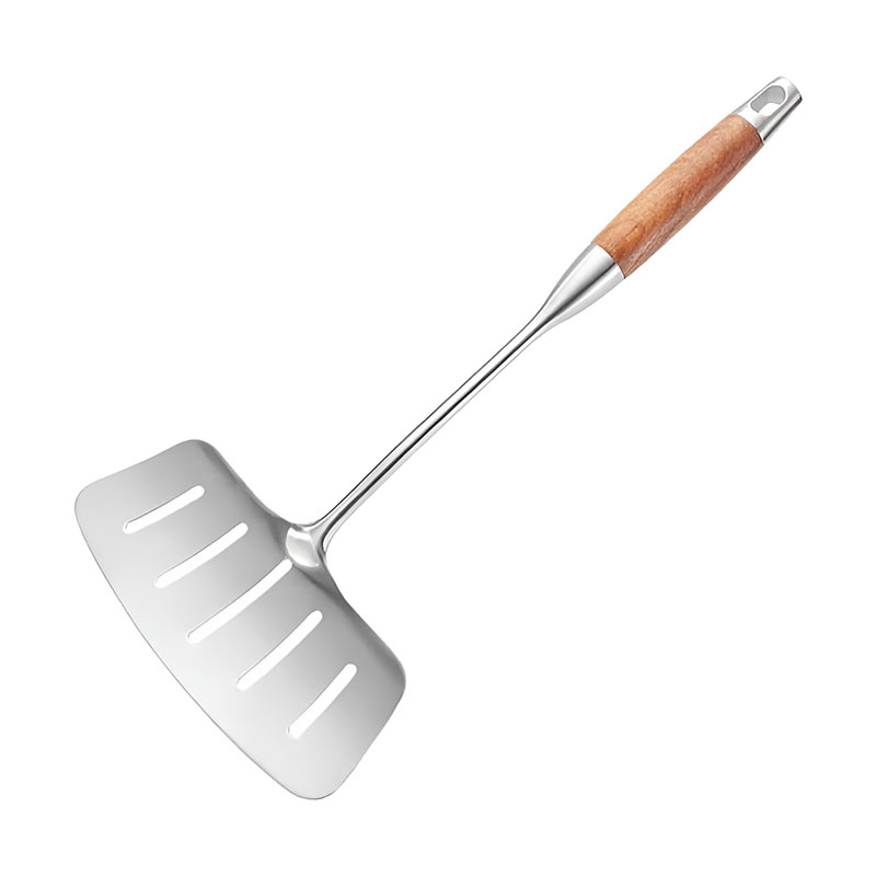 AT 1560 (1) Fish Spatula with Wooden Handle - Stainless Steel - Image 1