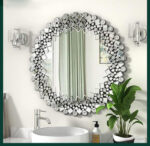 Decorative Round Wall Mirror 80 x 80 x 2 cm - Crystal - Image 3