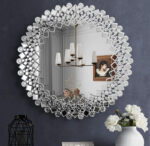 Decorative Round Wall Mirror 80 x 80 x 2 cm - Crystal - Image 2