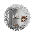 Decorative Round Wall Mirror 80 x 80 x 2 cm - Crystal