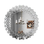 Decorative Round Wall Mirror 80 x 80 x 2 cm - Crystal